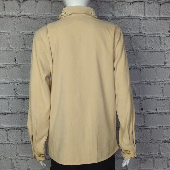 Bob Mackie Yellow Embroidered Button Down Top, Women's Small - Picture 5 of 9